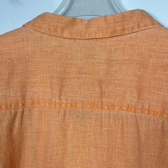 Tommy Bahama 100% Linen Shirt Men’s XXL Orange Short Sleeve Loop Collar Tropical - Picture 7 of 13